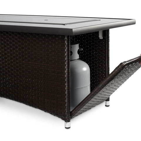 Image of The Outdoor GreatRoom Company Montego 59-Inch Linear Propane Gas Fire Pit Table - Basalm Brown - MG-1242-BLSM-K - Fire Pit Table - The Outdoor GreatRoom Company - electricfireplacesplusr.com