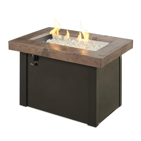 Image of The Outdoor GreatRoom Company Providence 32-Inch Rectangular Natural Gas Fire Pit Table - Brown - PROV-1224-MNB-K-NG - Fire Pit Table - The Outdoor GreatRoom Company - electricfireplacesplusr.com