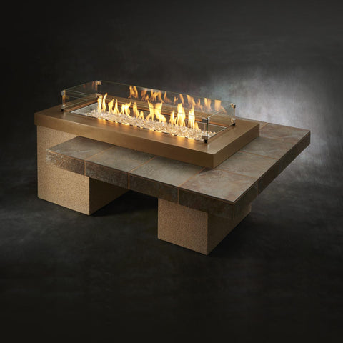 The Outdoor GreatRoom Company Uptown 64-Inch Linear Natural Gas Fire Pit Table - Brown - UPT-1242-BRN-NG - Fire Pit Table - The Outdoor GreatRoom Company - electricfireplacesplusr.com