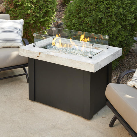 Image of The Outdoor GreatRoom Company Providence 32-Inch Rectangular Propane Gas Fire Pit Table - White - PROV-1224-WO-K - Fire Pit Table - The Outdoor GreatRoom Company - electricfireplacesplusr.com