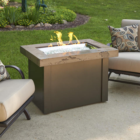 The Outdoor GreatRoom Company Providence 32-Inch Rectangular Natural Gas Fire Pit Table - Brown - PROV-1224-MNB-K-NG - Fire Pit Table - The Outdoor GreatRoom Company - electricfireplacesplusr.com