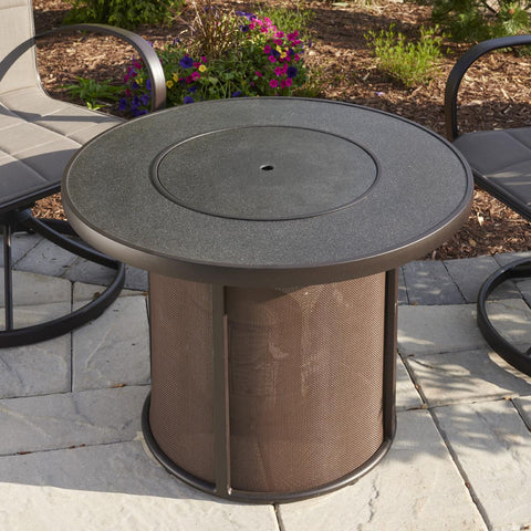 Image of The Outdoor GreatRoom Company Stonefire 31-Inch Round Natural Gas Fire Pit Table - Brown - SF-32-K-NG - Fire Pit Table - The Outdoor GreatRoom Company - electricfireplacesplusr.com