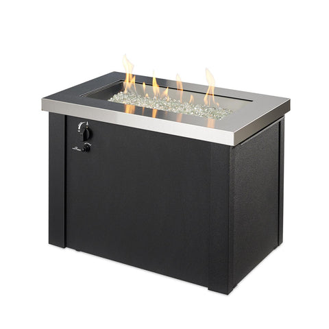 Image of The Outdoor GreatRoom Company Providence 32-Inch Rectangular Natural Gas Fire Pit Table - Stainless Steel  - PROV-1224-SS-NG - Fire Pit Table - The Outdoor GreatRoom Company - electricfireplacesplusr.com