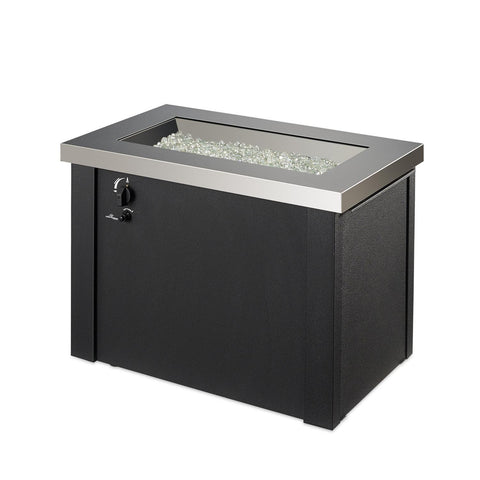 Image of The Outdoor GreatRoom Company Providence 32-Inch Rectangular Propane Gas Fire Pit Table  - Stainless Steel - PROV-1224-SS - Fire Pit Table - The Outdoor GreatRoom Company - electricfireplacesplusr.com