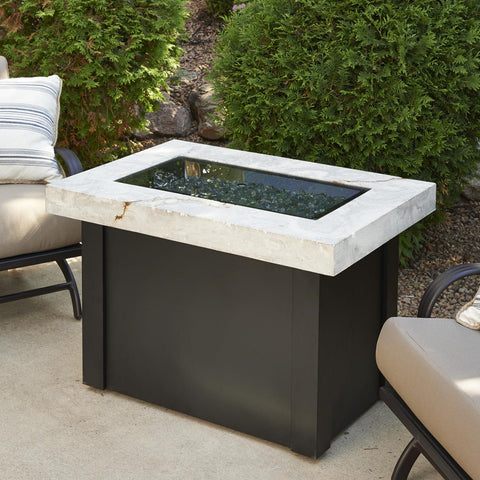 Image of The Outdoor GreatRoom Company Providence 32-Inch Rectangular Propane Gas Fire Pit Table - White - PROV-1224-WO-K - Fire Pit Table - The Outdoor GreatRoom Company - electricfireplacesplusr.com