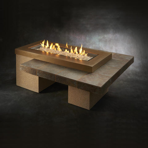 The Outdoor GreatRoom Company Uptown 64-Inch Linear Natural Gas Fire Pit Table - Brown - UPT-1242-BRN-NG - Fire Pit Table - The Outdoor GreatRoom Company - electricfireplacesplusr.com