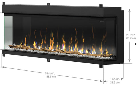 Dimplex Ignite XL Bold 74" Linear Built In | 3 Sided Electric Fireplace | XLF7417-XD