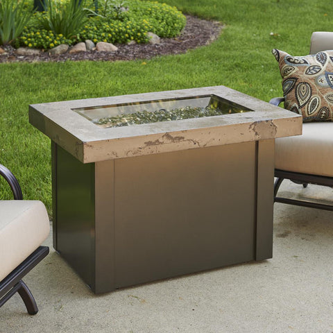 The Outdoor GreatRoom Company Providence 32-Inch Rectangular Natural Gas Fire Pit Table - Brown - PROV-1224-MNB-K-NG - Fire Pit Table - The Outdoor GreatRoom Company - electricfireplacesplusr.com