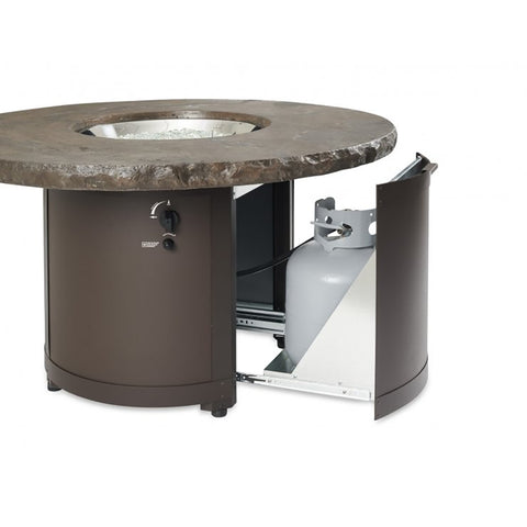 Image of The Outdoor GreatRoom Company Marbleized Noche Beacon Round Gas Fire Pit Table | BC-20-MNB