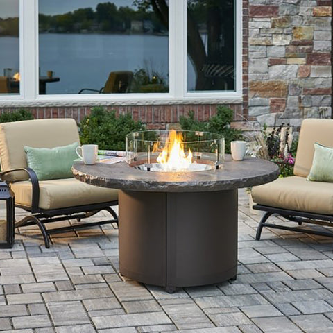 The Outdoor GreatRoom Company Marbleized Noche Beacon Round Gas Fire Pit Table | BC-20-MNB