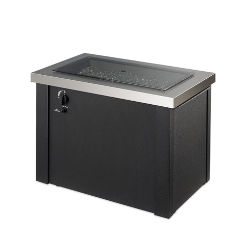 Image of The Outdoor GreatRoom Company Providence 32-Inch Rectangular Natural Gas Fire Pit Table - Stainless Steel  - PROV-1224-SS-NG - Fire Pit Table - The Outdoor GreatRoom Company - electricfireplacesplusr.com