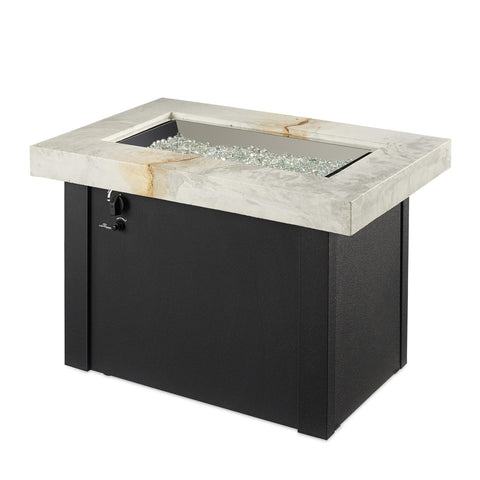 Image of The Outdoor GreatRoom Company Providence 32-Inch Rectangular Propane Gas Fire Pit Table - White - PROV-1224-WO-K - Fire Pit Table - The Outdoor GreatRoom Company - electricfireplacesplusr.com