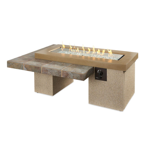 Image of The Outdoor GreatRoom Company Uptown 64-Inch Linear Natural Gas Fire Pit Table - Brown - UPT-1242-BRN-NG - Fire Pit Table - The Outdoor GreatRoom Company - electricfireplacesplusr.com