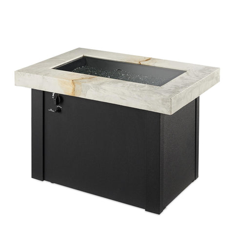 Image of The Outdoor GreatRoom Company Providence 32-Inch Rectangular Propane Gas Fire Pit Table - White - PROV-1224-WO-K - Fire Pit Table - The Outdoor GreatRoom Company - electricfireplacesplusr.com