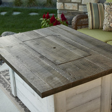 Image of The Outdoor GreatRoom Company Alcott 48-Inch Rectangular Natural Gas Fire Pit Table - Antique Timber- ALC-1224-NG - Fire Pit Table - The Outdoor GreatRoom Company - electricfireplacesplusr.com