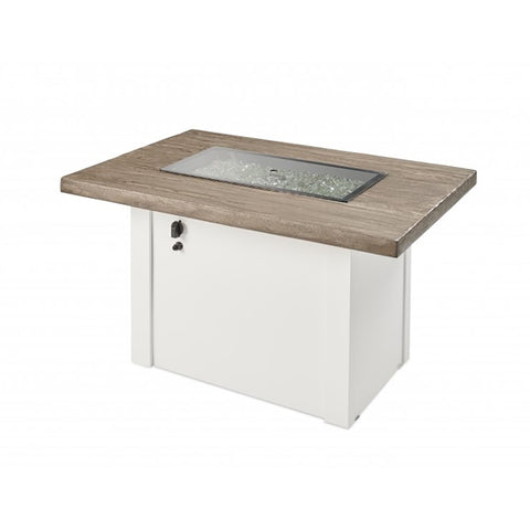 Image of The Outdoor GreatRoom Company Driftwood Havenwood Rectangular Gas Fire Pit Table with White Base | HVDW-1224-K