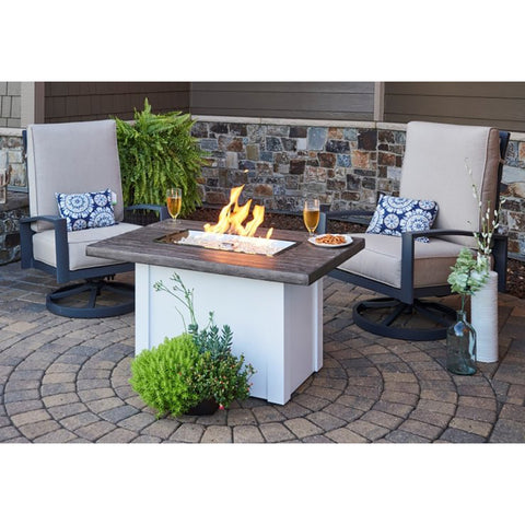 Image of The Outdoor GreatRoom Company Driftwood Havenwood Rectangular Gas Fire Pit Table with White Base | HVDW-1224-K