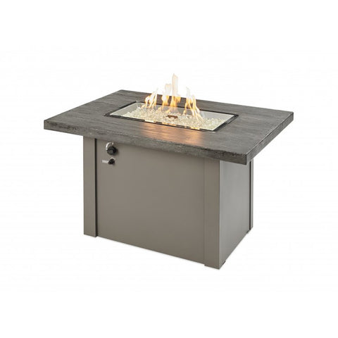 Image of The Outdoor GreatRoom Company Stone Grey Havenwood Rectangular Gas Fire Pit Table with Grey Base | HVGG-1224-K