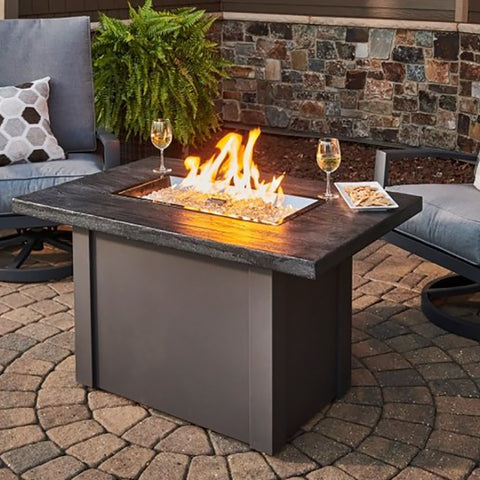 The Outdoor GreatRoom Company Stone Grey Havenwood Rectangular Gas Fire Pit Table with Grey Base | HVGG-1224-K