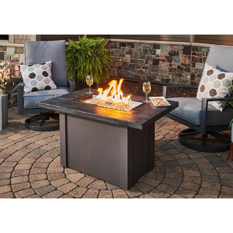 Image of The Outdoor GreatRoom Company Stone Grey Havenwood Rectangular Gas Fire Pit Table with Grey Base | HVGG-1224-K