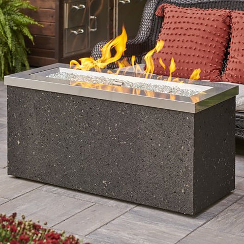 Image of The Outdoor GreatRoom Company Stainless Steel Key Largo Linear Gas Fire Pit Table | KL-1242-SS