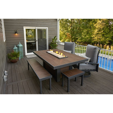 The Outdoor GreatRoom Company Kenwood Linear Dining Height Gas Fire Pit Table | KW-1242-K