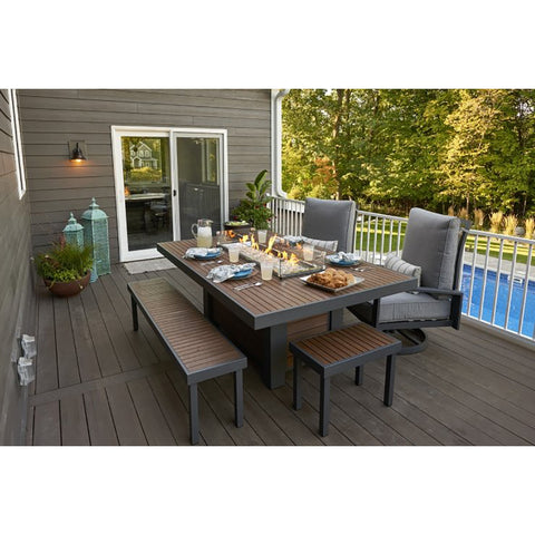 Image of The Outdoor GreatRoom Company Kenwood Linear Dining Height Gas Fire Pit Table | KW-1242-K