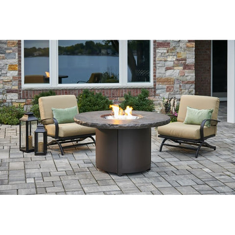 Image of The Outdoor GreatRoom Company Marbleized Noche Beacon Round Gas Fire Pit Table | BC-20-MNB