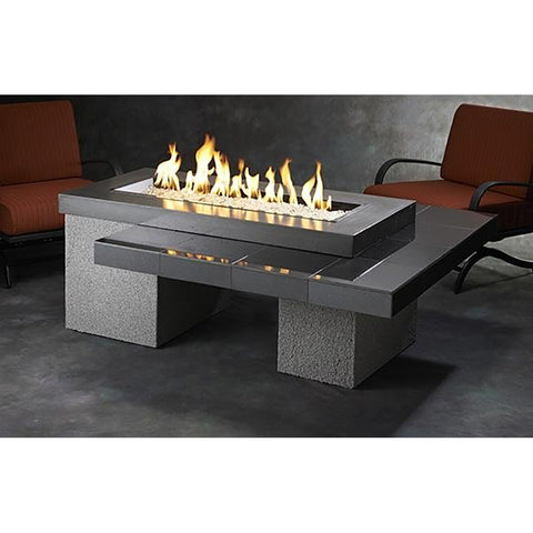 Image of The Outdoor GreatRoom Company Black Uptown Linear Gas Fire Pit Table | UPT-1242